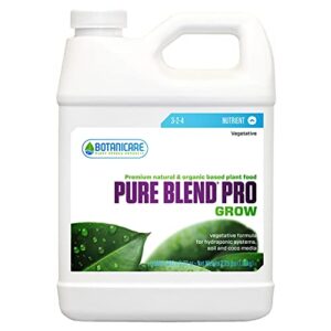 botanicare pure blend pro grow, nutrient, 3-2-4, 1 qt.