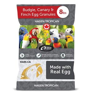 hari tropican bird food for finches, budgies, and canaries, hagen parrot food with egg granules, 8 lb bag