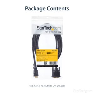 StarTech.com 6ft HDMI to DVI D Adapter Cable - Bi-Directional - HDMI to DVI or DVI to HDMI Adapter for Your Computer Monitor (HDMIDVIMM6)