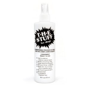 the stuff dog conditioner and detangler leave in spray - perfect solution for managing matted dog hair, 16oz ready to use - top-rated dog detangling and dematting product.