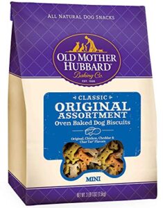 old mother hubbard by wellness classic original mix natural dog treats, crunchy oven-baked biscuits, ideal for training, mini size, 3.8 pound bag