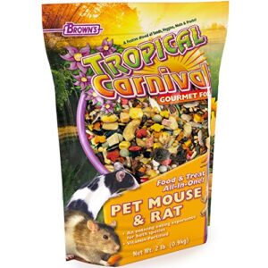 tropical carnival f.m. brown's gourmet pet mouse and rat food with fruits - veggies, seeds, and grains, vitamin-nutrient fortified daily diet - 2lb