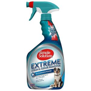 simple solution extreme pet stain and odor remover, enzymatic cleaner with 3x pro-bacteria cleaning power, 32 ounces