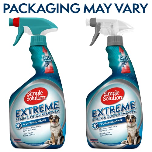 Simple Solution Extreme Pet Stain And Odor Remover, Enzymatic Cleaner With 3X Pro-Bacteria Cleaning Power, 32 Ounces