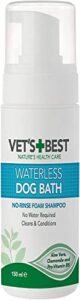 vet's best waterless dog bath | no rinse dry shampoo for dogs | natural formula refreshes coat and controls odor between baths | 5 ounces