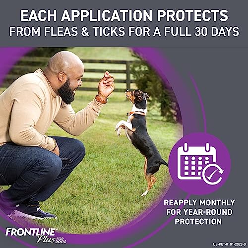 FRONTLINE Plus Flea and Tick Treatment for Medium Dogs Up to 23 to 44 lbs, 3 Treatments