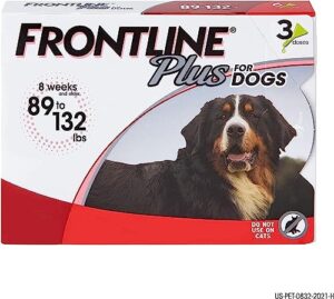 frontline plus flea and tick treatment for x-large dogs up to 89 to 132 lbs., 3 treatments
