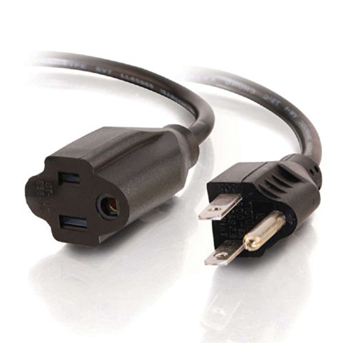 C2G 03114 18 AWG Short Extension Power Cord, Power Extension Cord, 3 Feet (0.91 Meters), Black