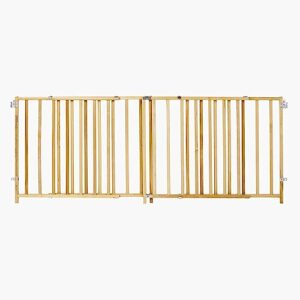 toddleroo by north states 103" wide extra wide swing baby gate, made in usa: oversized spaces. no threshold. one hand operation. hardware mount. fits 60"- 103" wide (27" tall, sustainable hardwood)