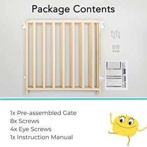 Toddleroo by North States 103" Wide Extra Wide Swing Baby Gate, Made in USA: Oversized Spaces. No Threshold. One Hand Operation. Hardware Mount. Fits 60"- 103" Wide (27" Tall, Sustainable Hardwood)