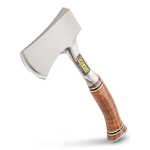 estwing sportsman's axe - 12" camping hatchet with forged steel construction & genuine leather grip - e14a