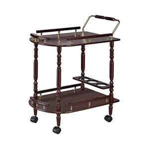 coaster home furnishings palmer 2-tier serving cart merlot and brass