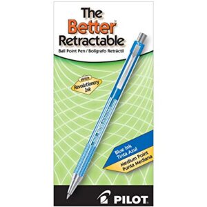 PILOT The Better Ball Point Pen Refillable & Retractable Ballpoint Pens, Medium Point, Blue Ink, 12-Pack (30006)