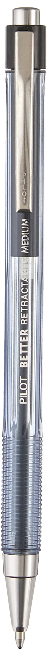 PILOT The Better Ball Point Pen Refillable & Retractable Ballpoint Pens, Medium Point, Black Ink, 12-Pack (30005)