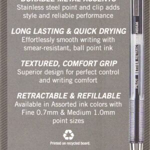 PILOT The Better Ball Point Pen Refillable & Retractable Ballpoint Pens, Medium Point, Black Ink, 12-Pack (30005)