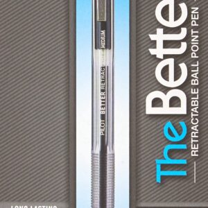 PILOT The Better Ball Point Pen Refillable & Retractable Ballpoint Pens, Medium Point, Black Ink, 12-Pack (30005)