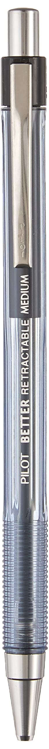 PILOT The Better Ball Point Pen Refillable & Retractable Ballpoint Pens, Medium Point, Black Ink, 12-Pack (30005)