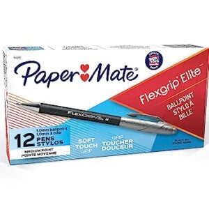 Paper Mate 85580 Flexgrip Elite Retractable Ballpoint Pens, Medium Point, Black, 12-Count