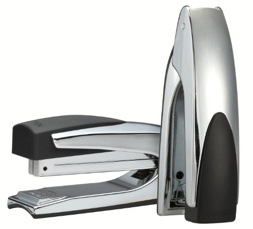 Bostitch Office Premium Executive Metal Desktop Stapler, Stand-Up Design, 20 Sheet Capacity, Staple Supply Indicator, Chrome