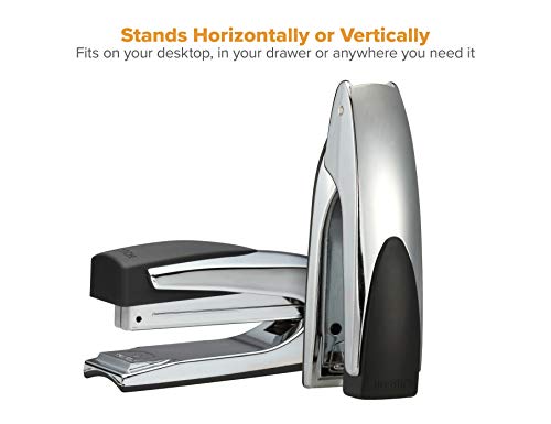 Bostitch Office Premium Executive Metal Desktop Stapler, Stand-Up Design, 20 Sheet Capacity, Staple Supply Indicator, Chrome