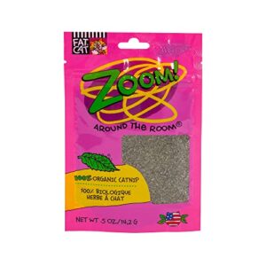 fat cat organic catnip - hoots zoom around the room catnip - grown & harvested in usa 0.5oz pouch