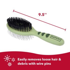 Coastal Pet Safari Pin and Bristle Combo Dog Brush with Plastic Handle - 2-in-1 Wire Pin Brush and Dog Bristle Brush - Ideal for Multi-Dog Household - For Dogs with Short and Long Hair - Large