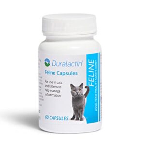 prn pharmacal duralactin feline capsules - cats & kittens joint health and relief gelatin capsules with dried milk protein - 60ct