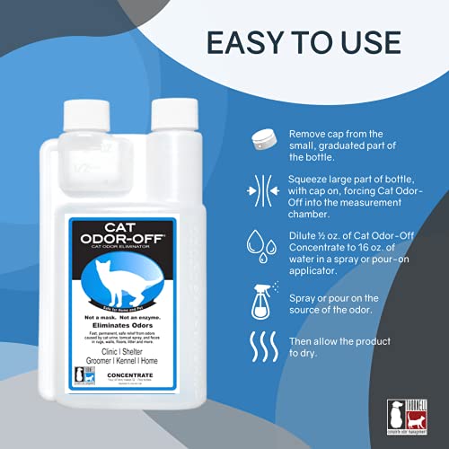 THORNELL Cat Odor-Off Concentrate Pet Smell Odor Eliminator – Cat Odor Eliminator Concentrate for Pet Urine Odor, Tomcat Spray for Cat Urine Smell, Feces on Carpet & Litter Boxes – 16oz