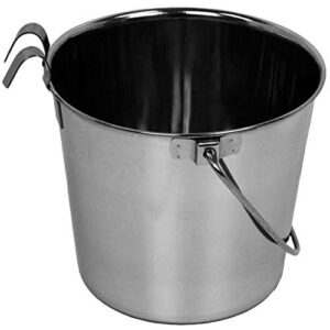advance pet products heavy stainless steel with 2 hook bucket, 4 quart flat