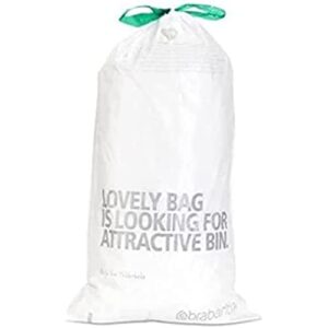 brabantia perfectfit trash bags (size g / 6-8 gallon) thick plastic trash can liners with tie tape drawstring handles (20 bags)