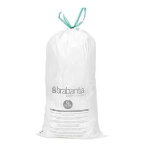 Brabantia PerfectFit Trash Bags (Size G / 6-8 Gallon) Thick Plastic Trash Can Liners with Tie Tape Drawstring Handles (20 Bags)