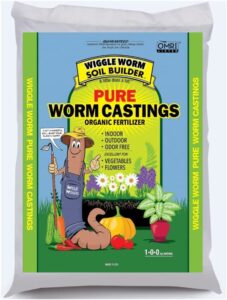 wiggle worm 100% pure organic worm castings 15 pounds - organic fertilizer for houseplants, vegetables, and more – omri-listed earthworm castings to help improve soil fertility and aeration