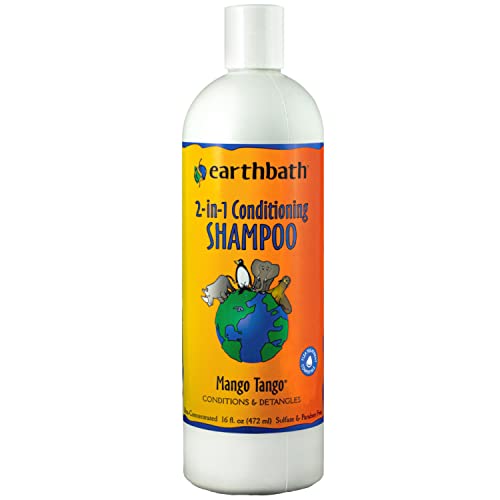 Earthbath 2-in-1 Conditioning Shampoo for Pets – Dog Shampoo and Conditioner, Conditions & Detangles, Made in USA – Mango Tango, 16 oz