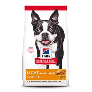 hill's science diet dry dog food, adult, light for healthy weight & weight management, small bites, chicken meal & barley recipe, 5 lb. bag