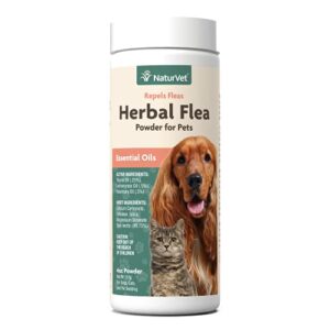 naturvet – herbal flea plus essential oils – essential oils help to keep fleas away– deodorizes with a fresh herbal fragrance – for dogs & cats – 4 oz powder