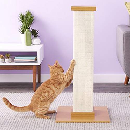 SmartCat Ultimate Scratching Post – Beige, Large 32 Inch Tower - Sisal Fiber, Simple Design - For All Cats