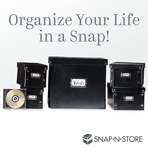 Snap-N-Store DVD Storage Box - 2 Pack - Durable 6 x 8.2 x 16.5 Inch Movie Organizers - Disc Holders with Lids to Store up to 52 DVD Cases - Black.