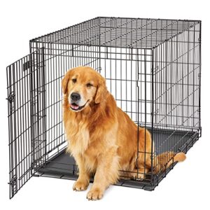 midwest homes for pets large dog crate | midwest life stages folding metal dog crate | divider panel, floor protecting feet, leak-proof dog pan | 42l x 28w x 31h inches, large dog