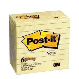 Post-it Notes 3x3 in, 6 Pads, America's’s #1 Favorite Sticky Notes, Canary Yellow, Clean Removal, Recyclable (5444)