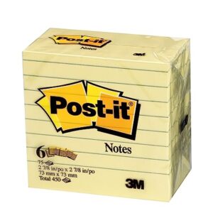 Post-it Notes 3x3 in, 6 Pads, America's’s #1 Favorite Sticky Notes, Canary Yellow, Clean Removal, Recyclable (5444)