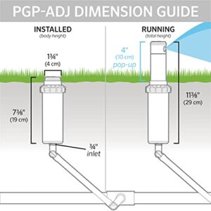 Hunter PGP-ADJ 3/4" Rotor Sprinkler, Precision Automatic Lawn Sprinkler Head With Adjustable Arc & Watering Distance to Prevent Overwatering