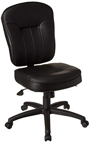 Boss Office Products Leather Adjustable Task Chair Without Arms, Black, B563