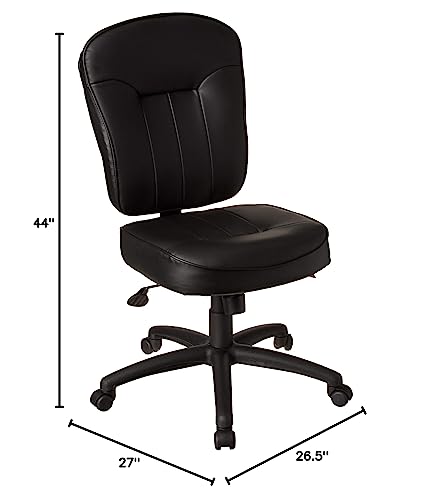 Boss Office Products Leather Adjustable Task Chair Without Arms, Black, B563