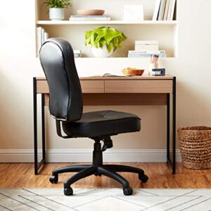 Boss Office Products Leather Adjustable Task Chair Without Arms, Black, B563