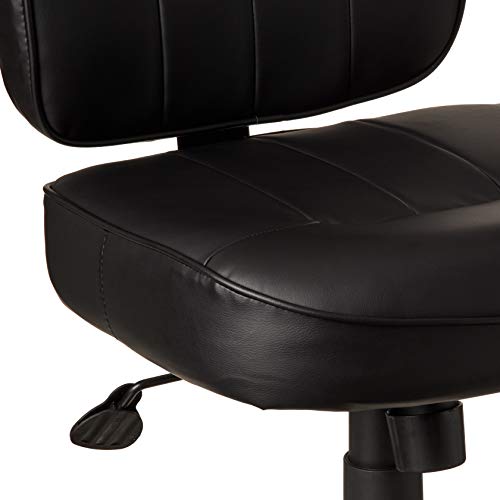 Boss Office Products Leather Adjustable Task Chair Without Arms, Black, B563