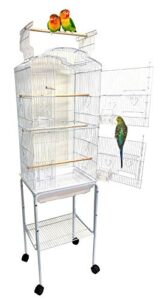 66" large open top bird cage side breeding nest doors for canary parakeet cockatiel lovebird finches with removable rolling stand