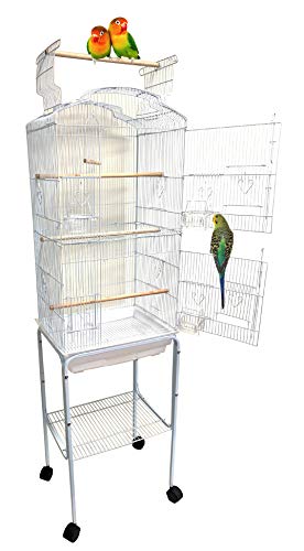 66" Large Open Top Bird Cage Side Breeding Nest Doors for Canary Parakeet Cockatiel Lovebird Finches with Removable Rolling Stand