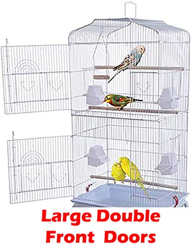 66" Large Open Top Bird Cage Side Breeding Nest Doors for Canary Parakeet Cockatiel Lovebird Finches with Removable Rolling Stand