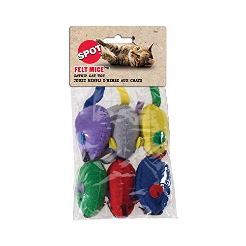 SPOT By Ethical Products - Classic Cat Toys for Indoor Cats - Interactive Cat Toys Balls Mice Catnip Toys - Alternative To Wand Toys and Electronic Cat Toys - Felt Mouse Multi Pack