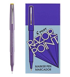 pilot razor point fine line marker stick pens, ultra-fine point (0.3mm) purple ink, 12-pack (11013)